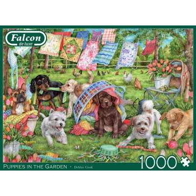 Falcon De Luxe: Puppies in the Garden  - 1000 Piece Jigsaw Puzzle