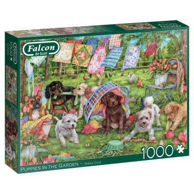 Falcon De Luxe: Puppies in the Garden  - 1000 Piece Jigsaw Puzzle