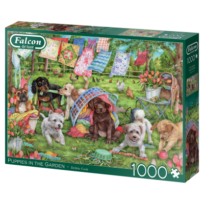 Falcon De Luxe: Puppies in the Garden  - 1000 Piece Jigsaw Puzzle